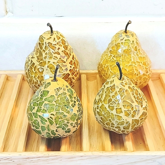 MOSAIC MID CENTURY MODERN GLASS PEAR FRUIT SET OF FOUR - Picture 4 of 7